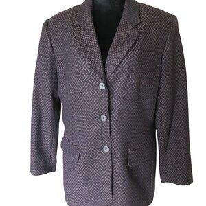 Norton McNaughton Wool Tweed Blazer: Vintage 70s Brown Herringbone, Size 14